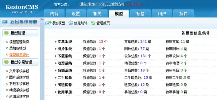 模子统计