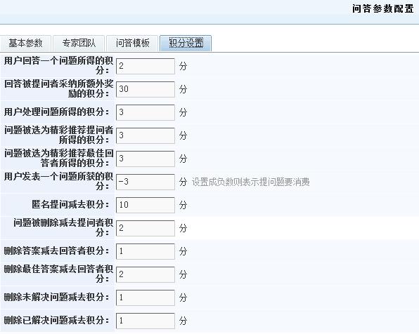 问答积分设置 问答积分设置
