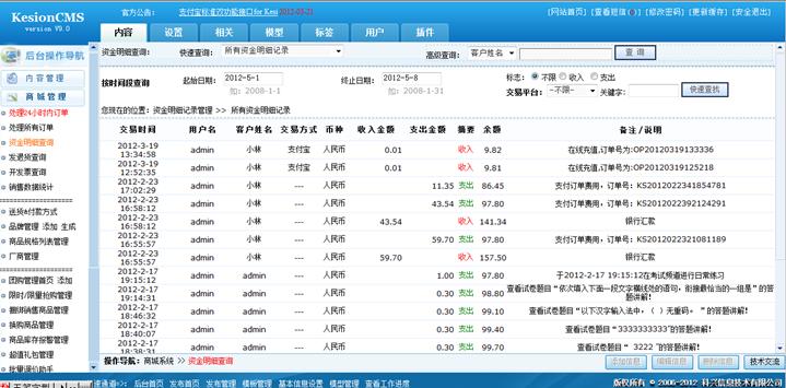 资金明细盘问